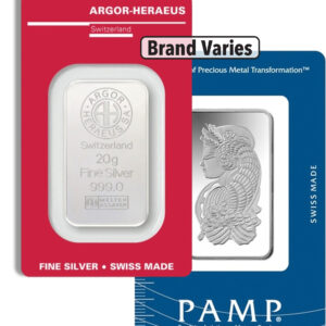 20 gram Silver Bar - Brand Varies (Carded)