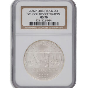 2007-P $1 Little Rock, Deseg Silver Commem - NGC MS70