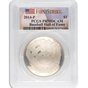 2014-P $1 Baseball Hall Fame Silver Commem - PCGS PF70