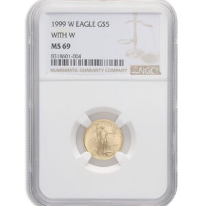 1999-W 1/10oz Unfinished Proof Die Gold Eagle $5 NGC MS69
