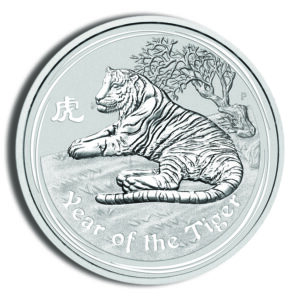 2010 1 oz Australia Silver Lunar Tiger BU - Series II
