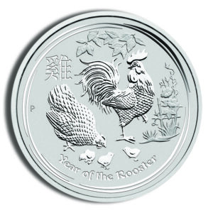 2017 1 oz Australia Silver Lunar Rooster BU - Series II