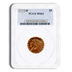 $5 Gold Indian Half Eagle - PCGS MS63