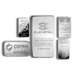 10 oz Silver Bar - Elemetal/APMEX/Provident/NTR/OPM