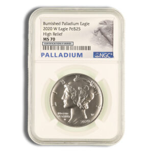2020-W 1 oz Burnished Palladium Eagle NGC MS70 (Label Varies)