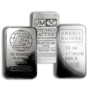10 oz Platinum Bar - Brand Varies .999+ (No Card)