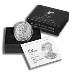 2022-W Burnished Silver Eagle with Box & COA