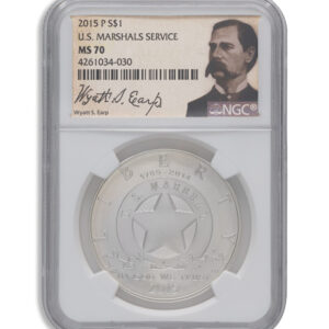 2015-P $1 U.S. Marshals Silver Commem - NGC MS70