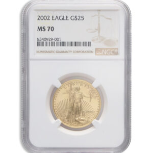 2002 1/2 oz Gold Eagle $25 NGC MS70