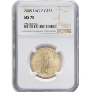 2005 1/2 oz Gold Eagle $25 NGC MS70