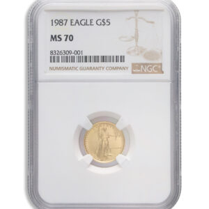 1987 1/10 oz Gold Eagle $5 NGC MS70