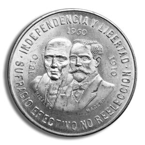 1960 Mexico 10 Pesos 150th Anniversary Silver Coin (Avg Circ)