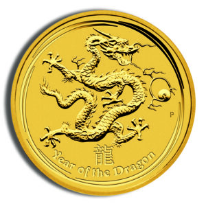 2012 2 oz Australia Gold Lunar Dragon BU - Series II
