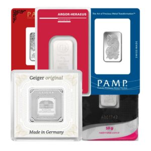 10 gram Silver Bar - Brand Varies (Carded)